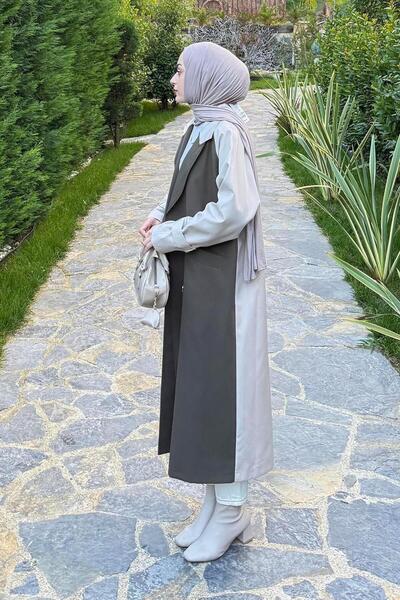 lamelif Retrica Καμπαρντίνα δύο χρωμάτων Χακί