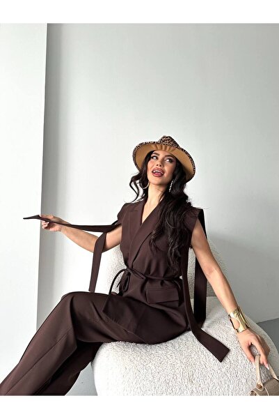 Bella Breeze Kadın Oversize Bağlamalı Tasarım Yelek Pantolon Takım Elbise