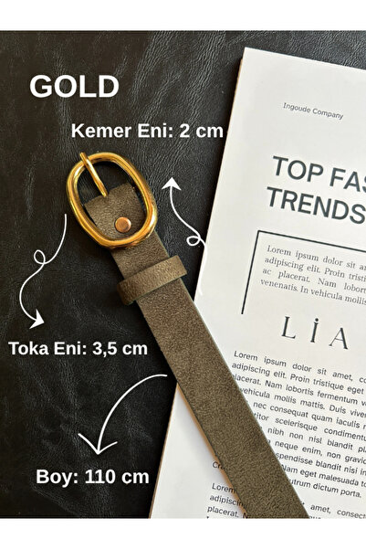 LİA KEMER Desire Ring Patterned Suede Women's Gold Buckle Belt Jacket Belt Dress Belt Trouser Belt