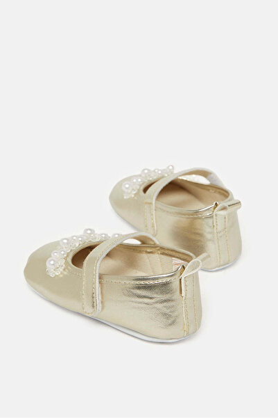 REDTAG Baby Gold Embellished Pram Shoes