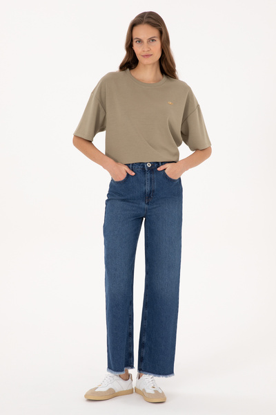 U.S. Polo Assn. Women's Blue Loose Cropped Jean Pants 50308093-Dn0022