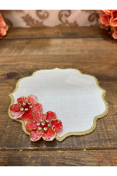 Bahar Home Double Flowered Red Presentation Napkin with Sedef