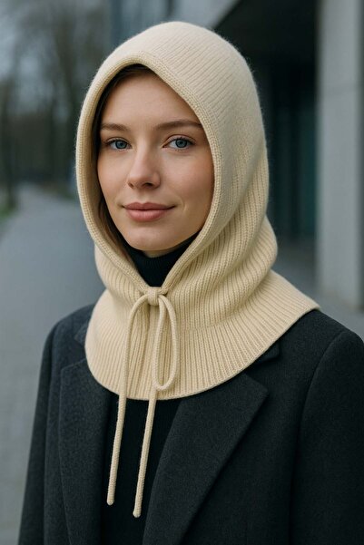 REMSA Women's Knit Balaclava Beanie Hat RKŞBYN-05 Beige