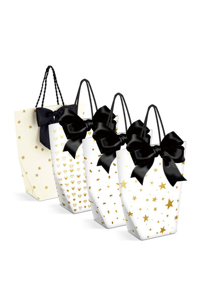 OEM Punga cadou - hartie - 114 x 64 x 146 mm - 4 tipuri/ pachet