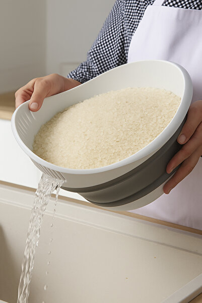 Destpak 5-Piece Accordion Strainer Set - Brass, Oval, Round, Handle, Square Strainer - Collapsible Strainer Set