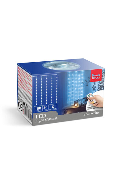 CED AUTO TRADE Light curtain - 100 micro-LEDs - cool white - 3 x 1 m - 230V - with remote control