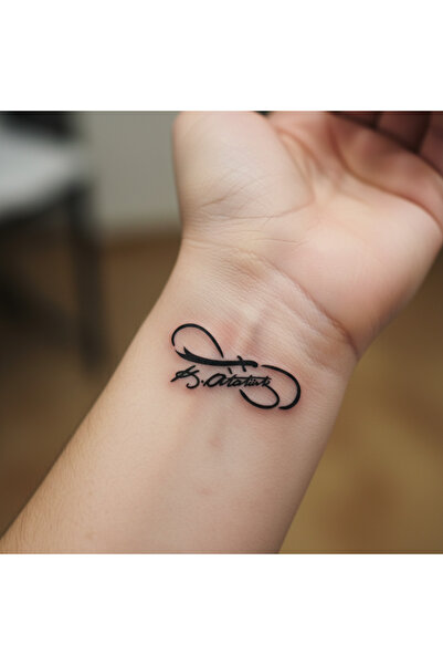 Lavmi Atatürk İmzası-4 Tattoo Geçici Dövme Şablonları Kına Kalıpları - 10 x 5 cm (Kına ve Fırça Dahildir)