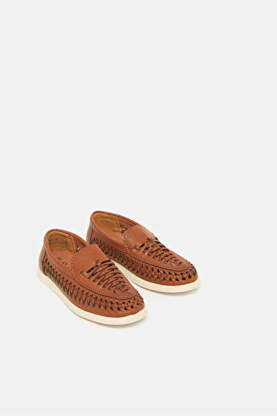 REDTAG Boys Brown Textured Loafers