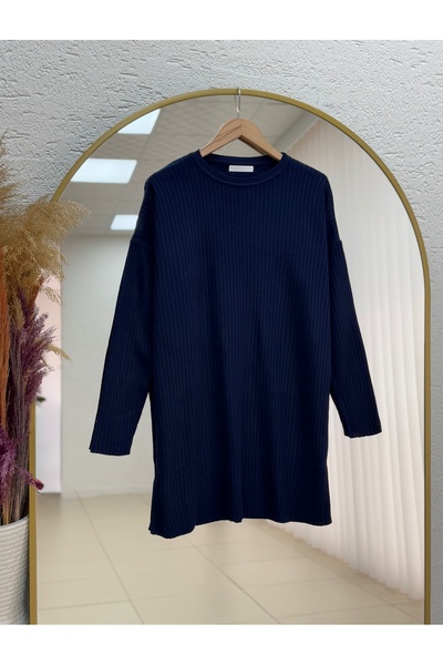 BENAHOLL Alosia Corded Fabric Plain Tunic-Zi̇6152 Navy Blue