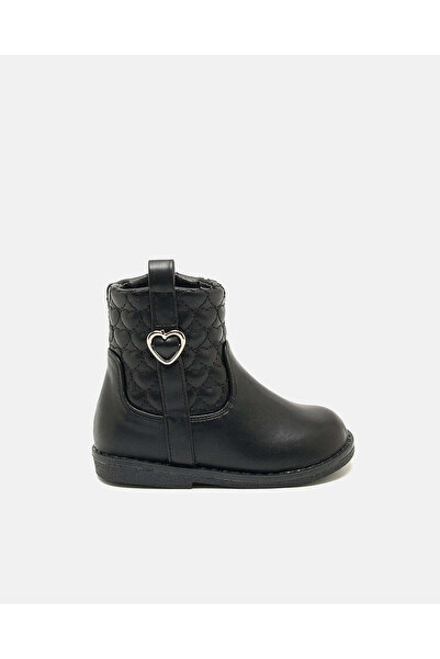 REDTAG Infant Girls Black Heart Buckle Ankle Boot