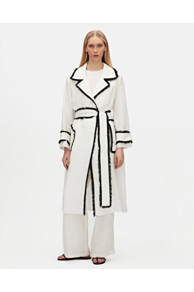 MISS DALIDA Detaylı Keten Ekru Trençkot