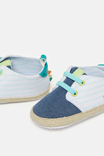 REDTAG Baby Blue Denim Dinosaur Print Pram Shoe