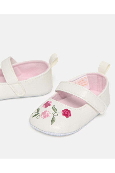 REDTAG Baby White Embriodered Pram Shoe