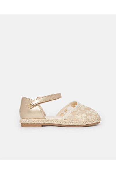 REDTAG Infant Girls Gold Embroidered Espadrille