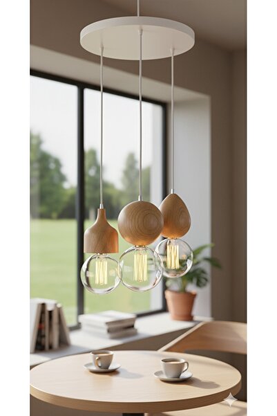 fatrema DEKORATİF AHŞAP MODERN BOHEM RUSTİK SARKIT AVİZE,SALON AVİZE LAMBA OT...