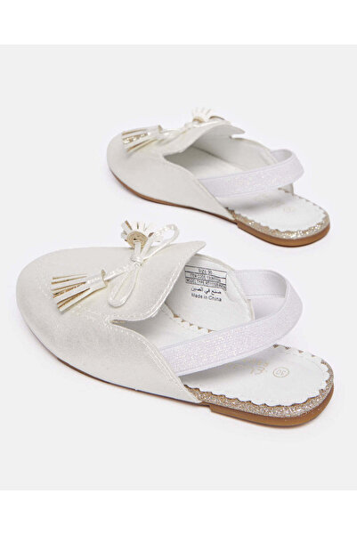 REDTAG Girls White Tussle Bow Mule