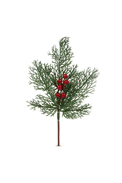 OEM Decor de Craciun - creanga de pin cu fructe de padure rosii - 35 cm