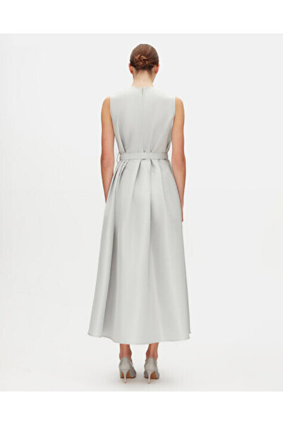 MISS DALIDA Kolsuz Tafta Gri Elbise
