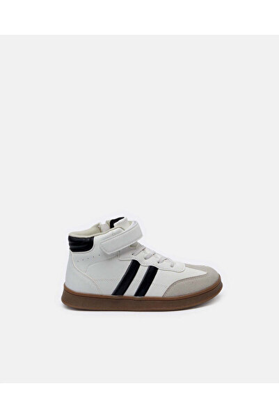 REDTAG Senior Boys White Stripped High Top Sneakers