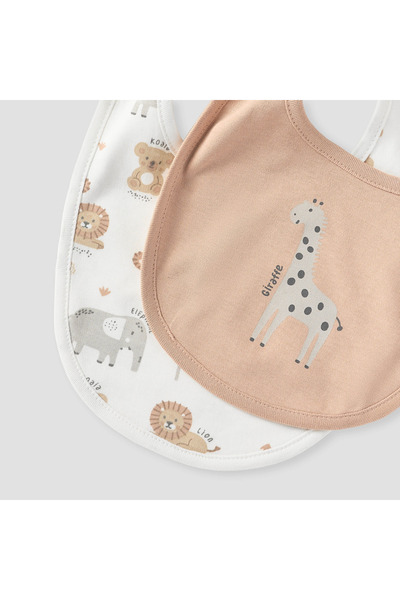 Juniors Animal Print Bib with Button Closure - Set of 2