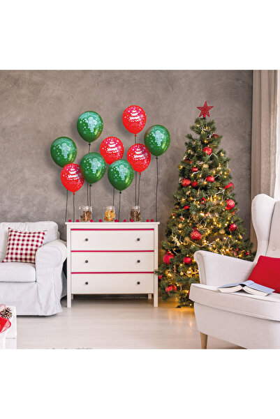CED AUTO TRADE Balloon set - red, green, with Christmas motifs - 12 pieces / pack