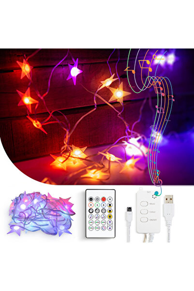 CED AUTO TRADE Smart string light - star - USB - 25 RGB LEDs - 5 m - Bluetooth
