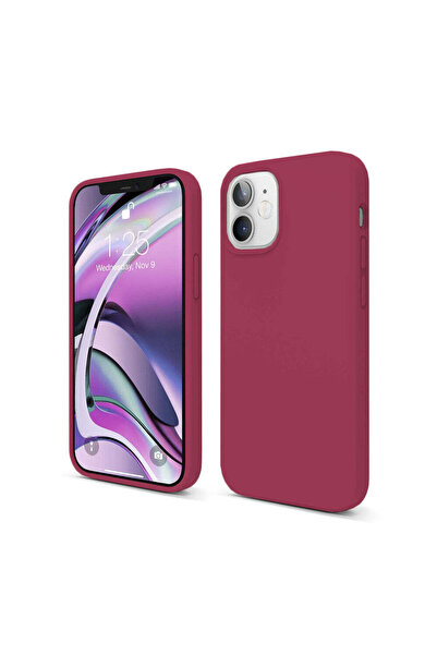 Casey Studios Soft Silicone iPhone 12 Mini Case, Microfiber Inside, Protective, Slim, Burgundy
