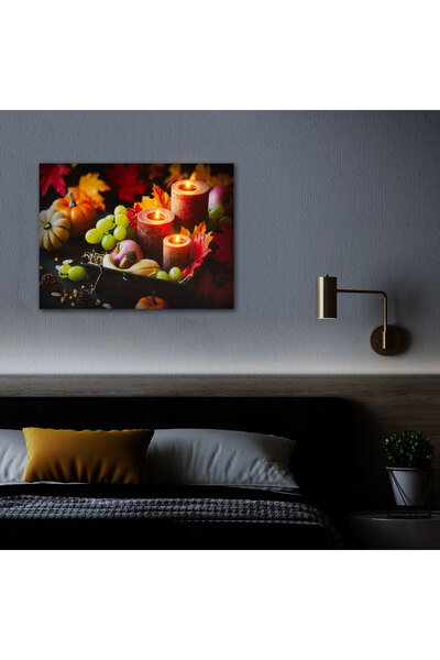 Alista Home Tablou LED - Lumanari si roade de toamna - 2 x AA, 40 x 30 cm