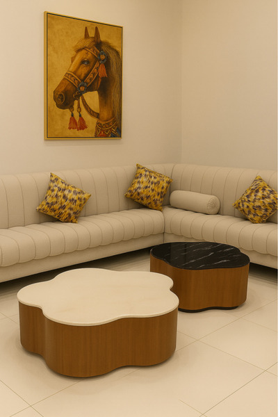 GESR HOME Luxury Marble Top Coffee Table Set – Two Pieces with Modern Elegant Design