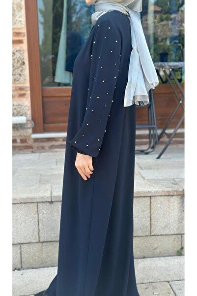 Çt Çeyizci Tekstil Simple Daily Full Length Navy Blue Robe