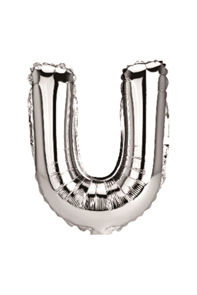 Mirific Party Balon petrecere, folie argintie metalizată, 80 cm, litera U