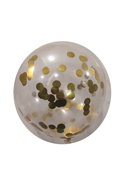 Mirific Party Party latex balloon, transparent with gold sequins, 35 cm, 5 pcs