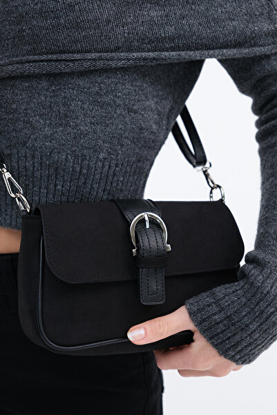 Addax Buckle Detailed Suede Bag Ç2159
