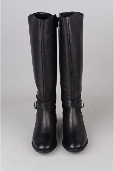 SEÇ KUNDURA Seç 97900-1 Genuine Leather Heel-Style Women's Boots (Heel Height: 4 cm) Black