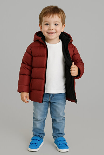 blayn jeans Palton cu glugă pentru băieți, cu fleece interior, rezistent la apă și vânt