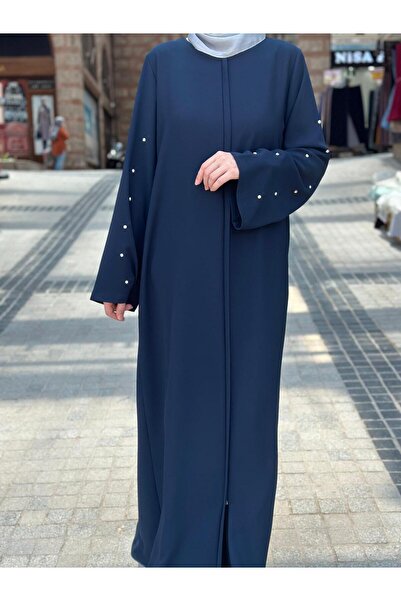 Çt Çeyizci Tekstil Simple Daily Full Length Navy Blue Robe