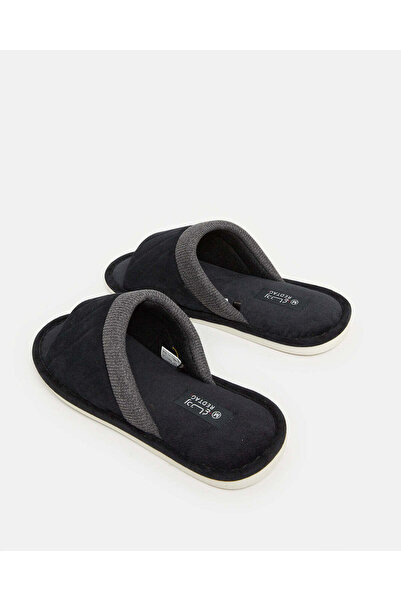 REDTAG Men Black Textured Slipper