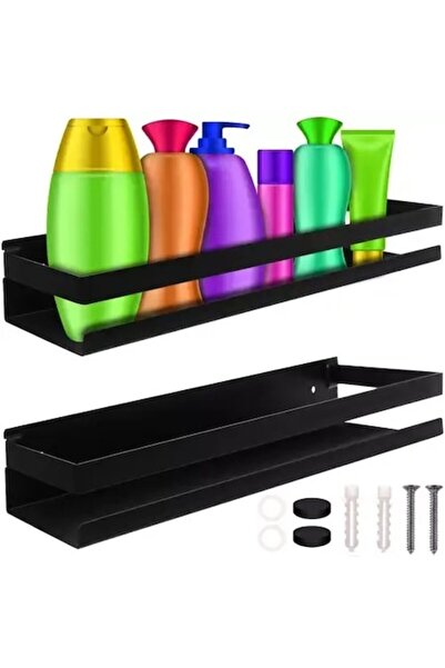 SMARTECH Bathroom or Kitchen Shelf, Stainless Steel, Max Load 10 kg, 6 x 50 x 10.5 cm, Black