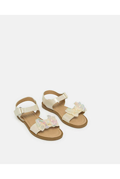 REDTAG Girls Cream Bow Embellished Sandal