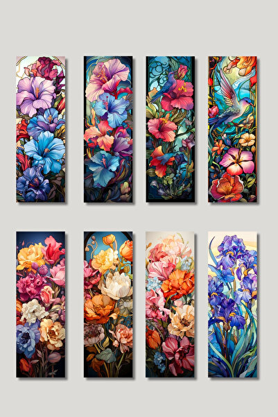 qoeuyl boutique مجموعة علامات الكتب المكونة من 8 قطع بتصميم الزهور الملونة كهدية