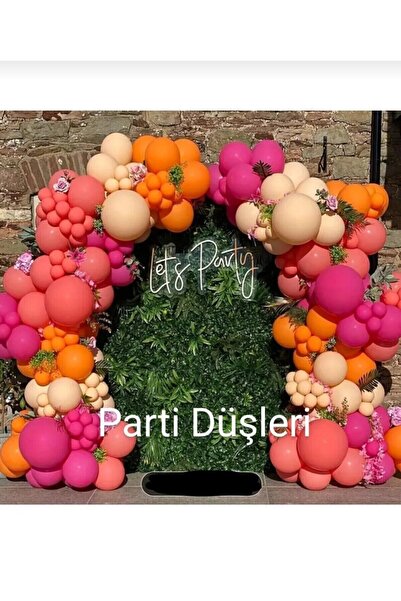 Parti Düşleri 001 - مجموعة بالونات مرجانية، فوشيا، برتقالية، بنية اللون مع لم...