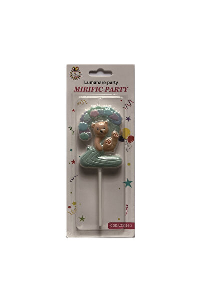 Mirific Party Lumânare tort, albastră, 15 cm, ursuleț de pluș, numărul 2