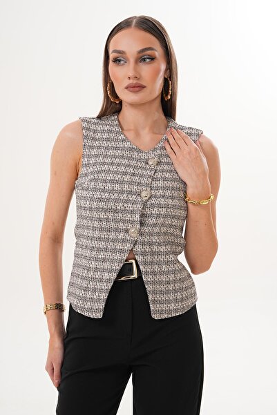 ŞİMAL Women's Three-Button Chanel Vest 255330 -