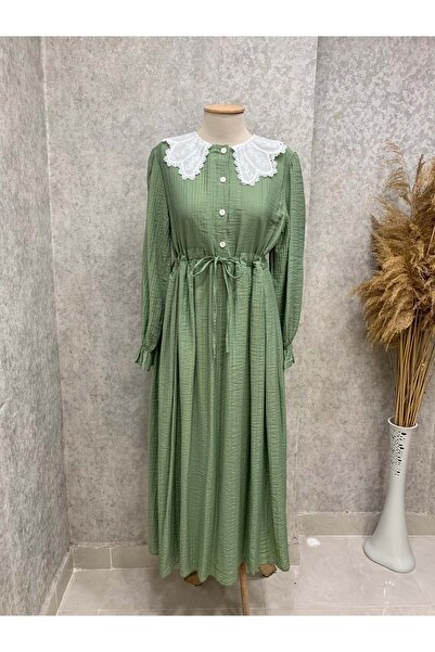 Rita 25Y61584 ELBİSE DANTEL YAKALI YARIM DÜĞMELİ ÇAĞLA