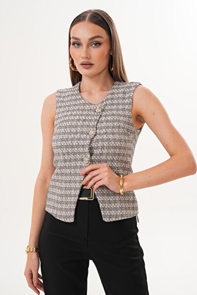ŞİMAL Women's Three-Button Chanel Vest 255330 -