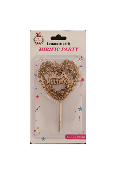 Mirific Party Lumânare pentru tort, 7 cm, inimă, „La mulți ani”