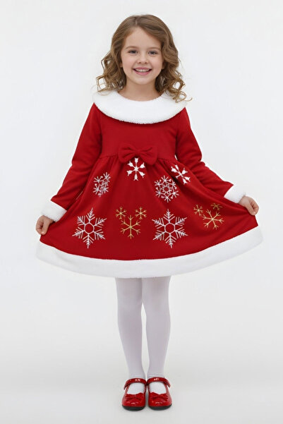 CRASSİ Girl's Printed Christmas Winter Dress