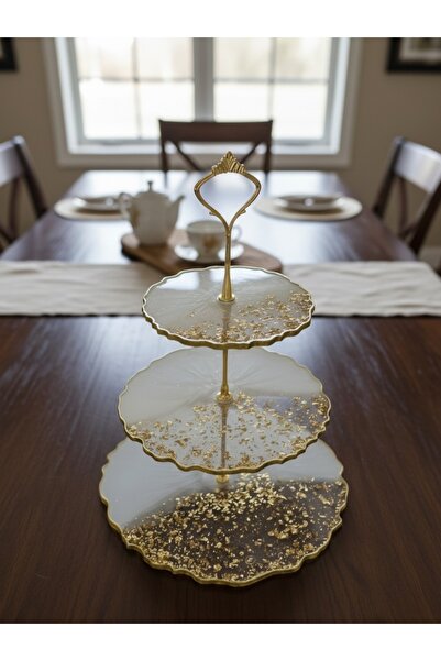 BG CONCEPT 3 Katlı Epoksi Sunum & Servis Standı – Altın Varak Detaylı, Nişan ...