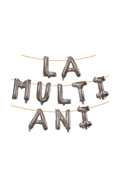 Mirific Party Ghirlandă decorativă din argint, 40 cm, 6 m, „La mulți ani”