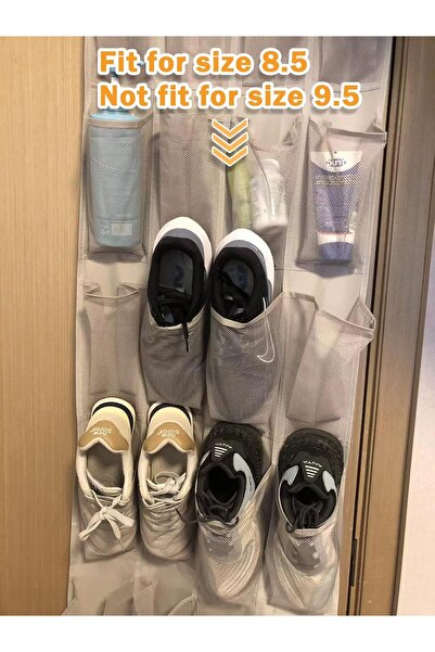 Xess 24 Medium Pocket Over-the-Door Hanging Shoe Organizer, Light Grey